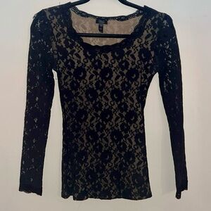 Black Lace Long Sleeve Top